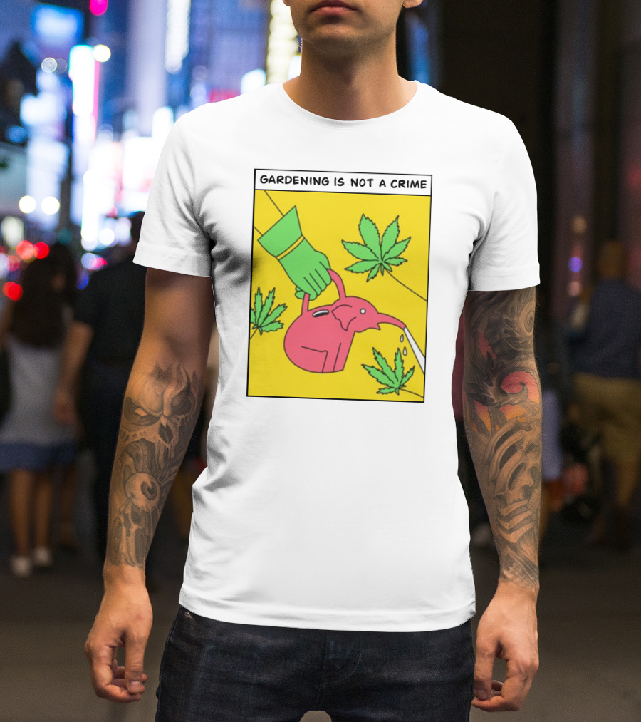 Gardening Is Not A Crime Hand Watering Can Cannabis Leaves T-Shirt