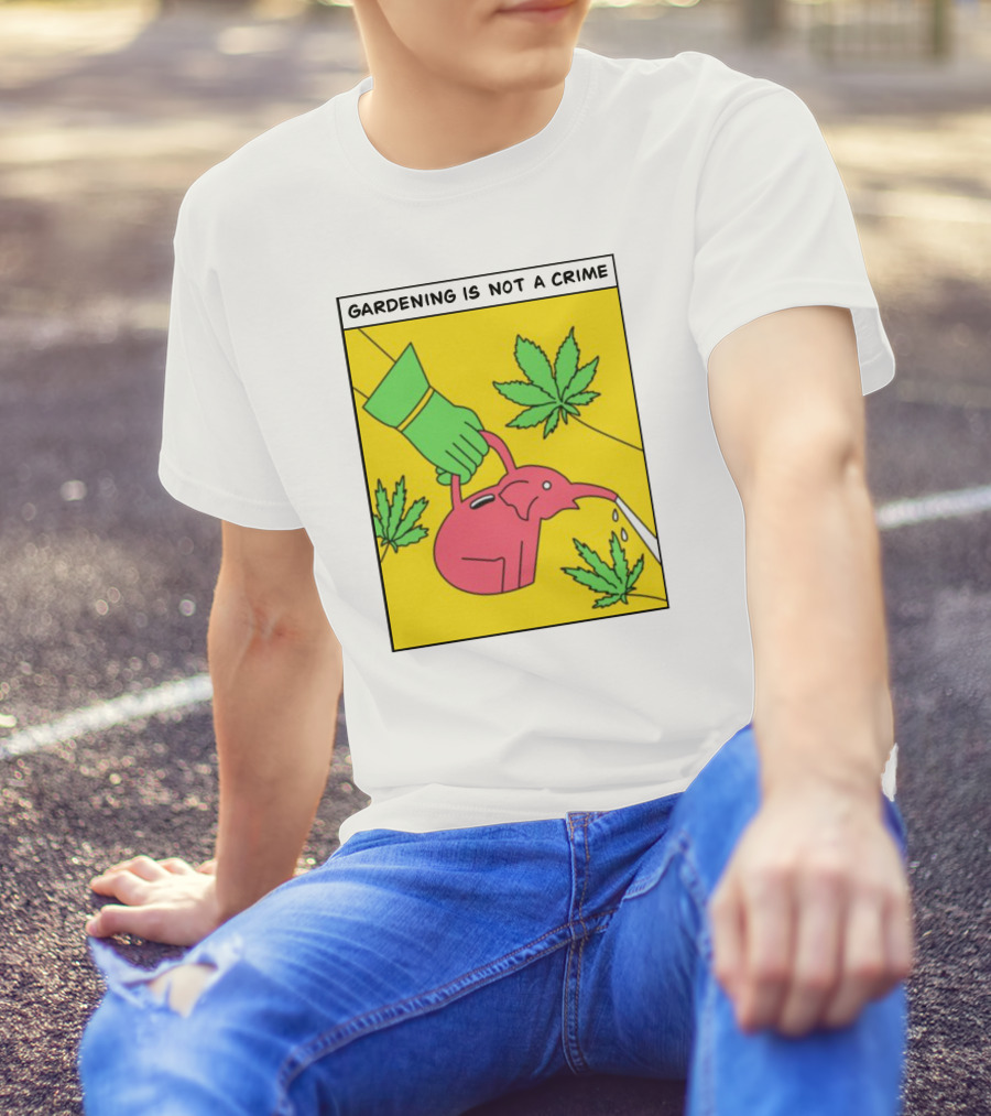 Gardening Is Not A Crime Hand Watering Can Cannabis Leaves T-Shirt
