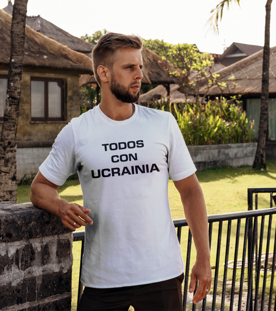 Todos Con Ucrainia Solidarity Support Text T-Shirt