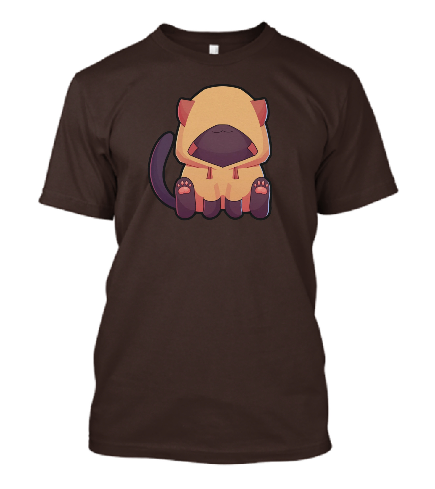 Wolfy The Witch Sitting Cat In Hooded Cloak With Paws Showing T-Shirt