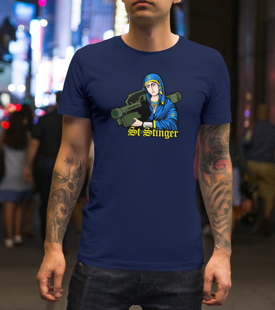 St Stinger Iconic Imagery Featuring Religious Warrior With Launcher T-Shirt