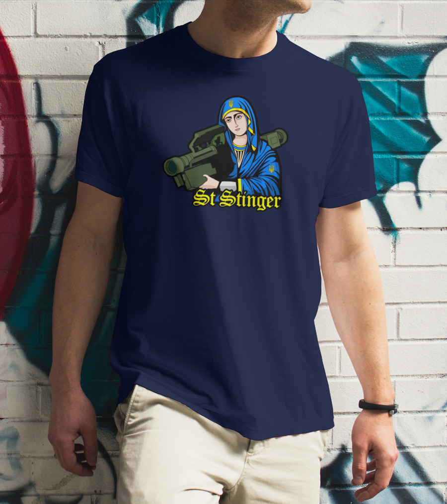 St Stinger Iconic Imagery Featuring Religious Warrior With Launcher T-Shirt