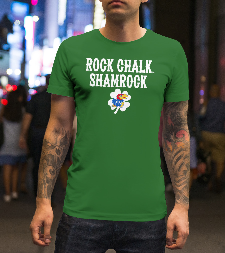 Rock Chalk Shamrock Kansas Jayhawks St Patrick’s Day Green T-Shirt