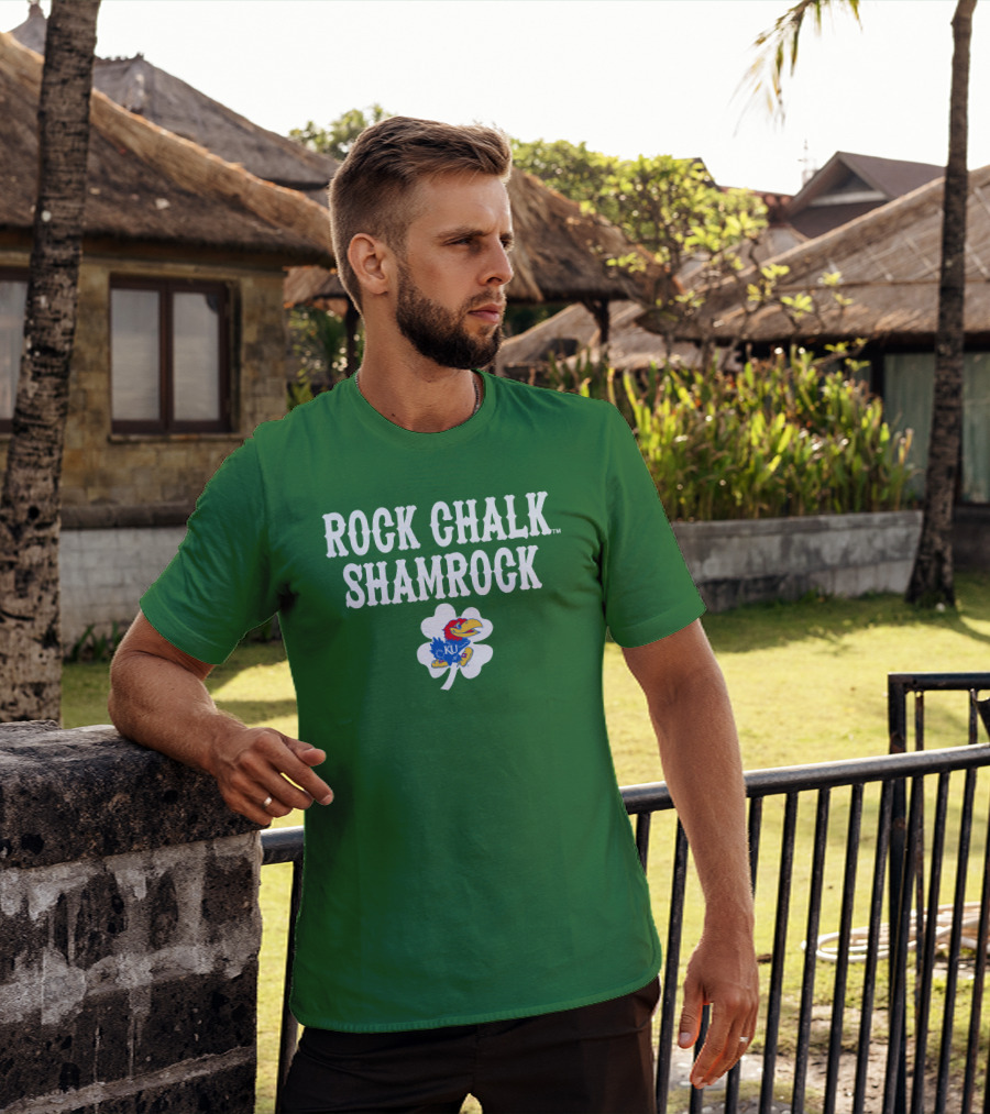 Rock Chalk Shamrock Kansas Jayhawks St Patrick’s Day Green T-Shirt