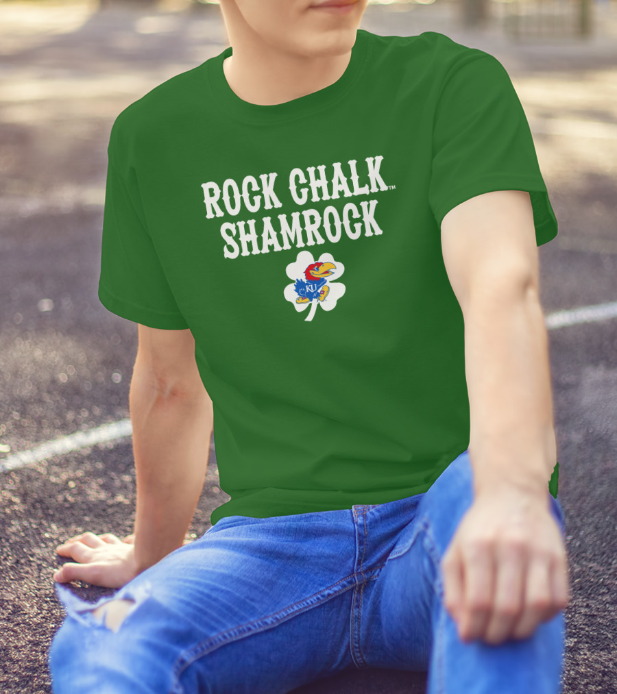 Rock Chalk Shamrock Kansas Jayhawks St Patrick’s Day Green T-Shirt