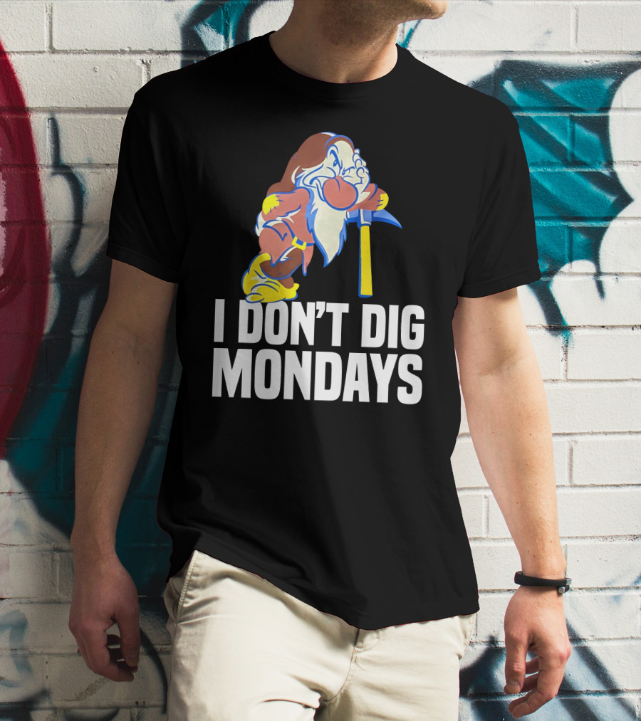 Grumpy I Don’t Dig Mondays Dwarf With Pickaxe T-Shirt