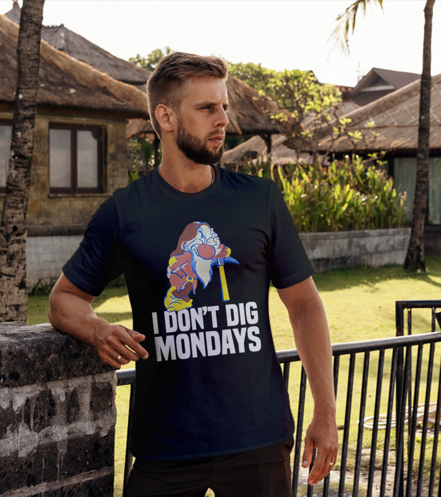 Grumpy I Don’t Dig Mondays Dwarf With Pickaxe T-Shirt