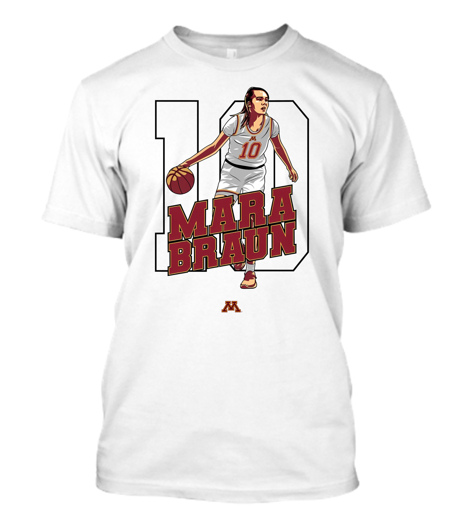 Minnesota Golden Gophers Women's Basketball Mara Braun Number 10 T-Shirt