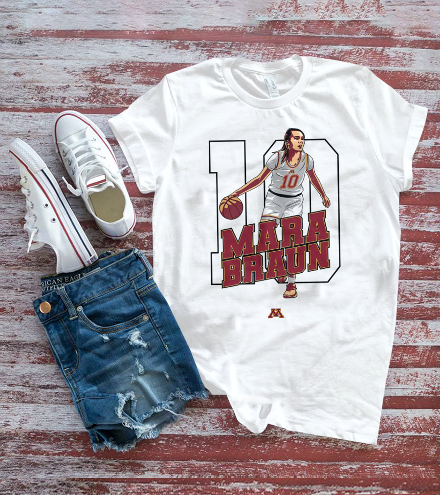 Minnesota Golden Gophers Women's Basketball Mara Braun Number 10 T-Shirt