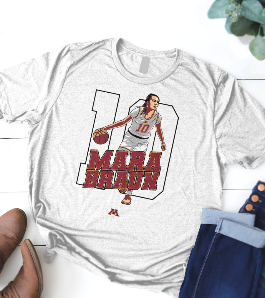 Minnesota Golden Gophers Women's Basketball Mara Braun Number 10 T-Shirt