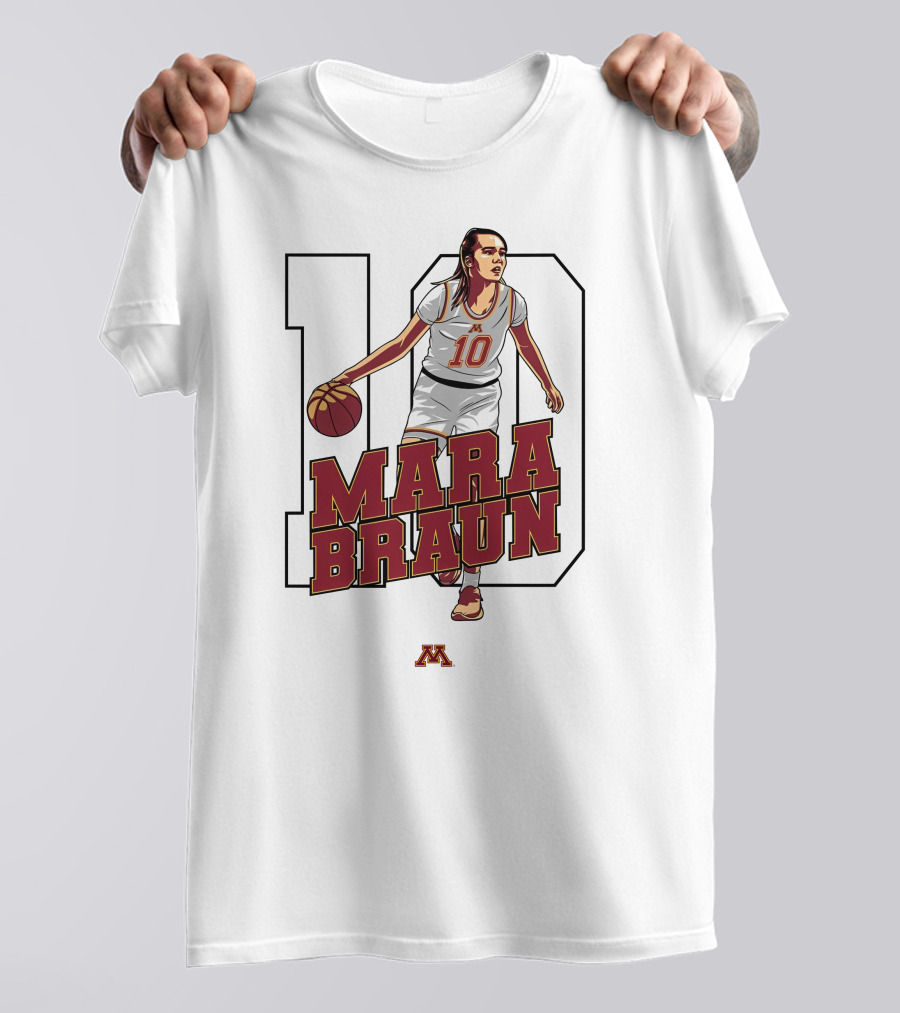 Minnesota Golden Gophers Women's Basketball Mara Braun Number 10 T-Shirt