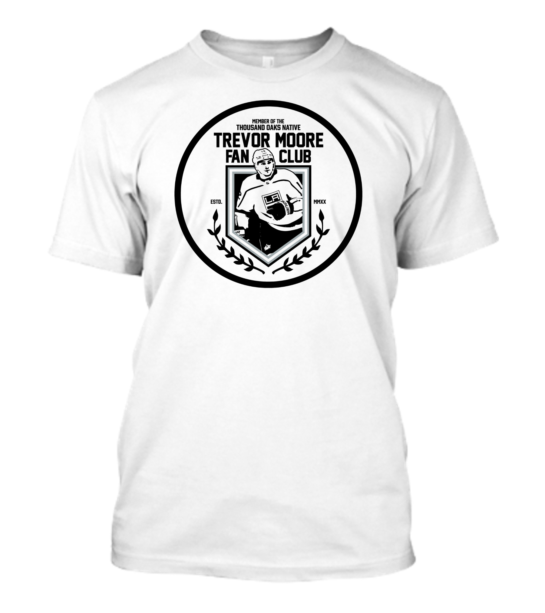 Member Of The Thousand Oaks Native Trevor Moore Fan Club Hockey Player Emblem Estd. MMXX T-Shirt