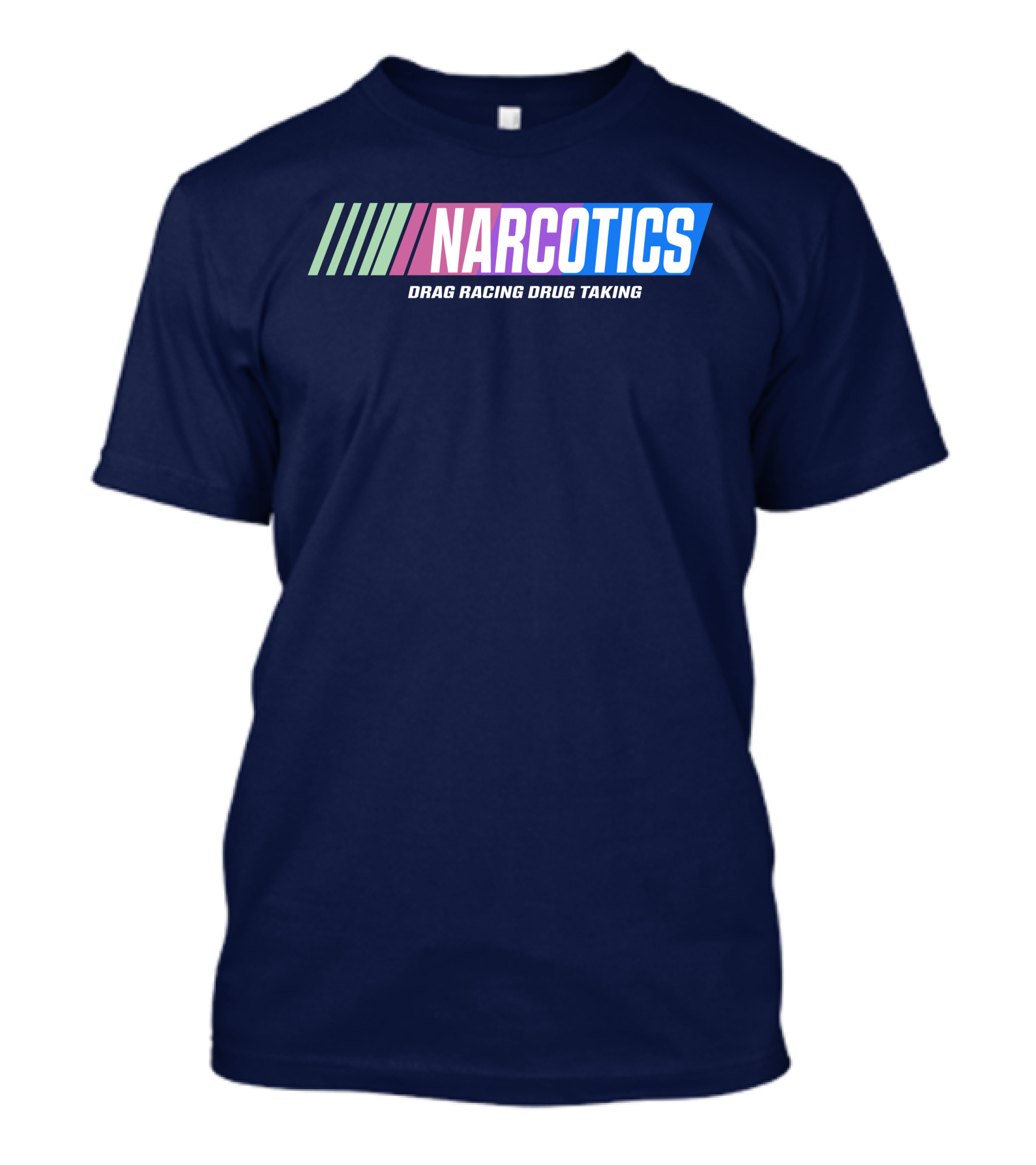 Narcotics Drag Racing Drug Taking Retro Style Racing Stripes T-Shirt