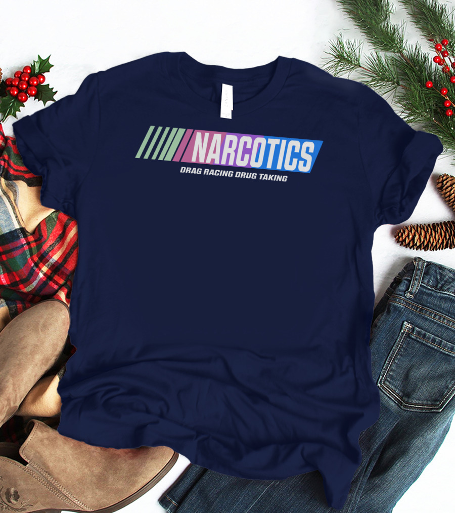 Narcotics Drag Racing Drug Taking Retro Style Racing Stripes T-Shirt