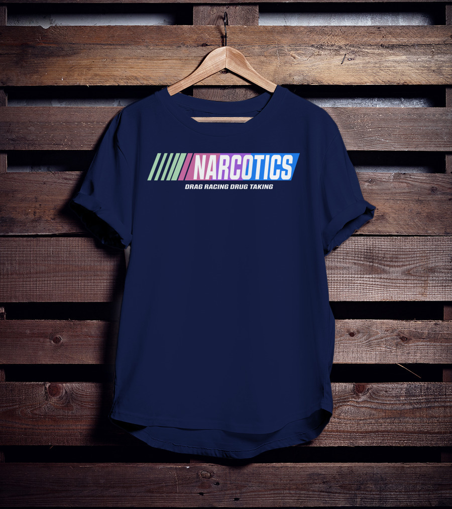 Narcotics Drag Racing Drug Taking Retro Style Racing Stripes T-Shirt