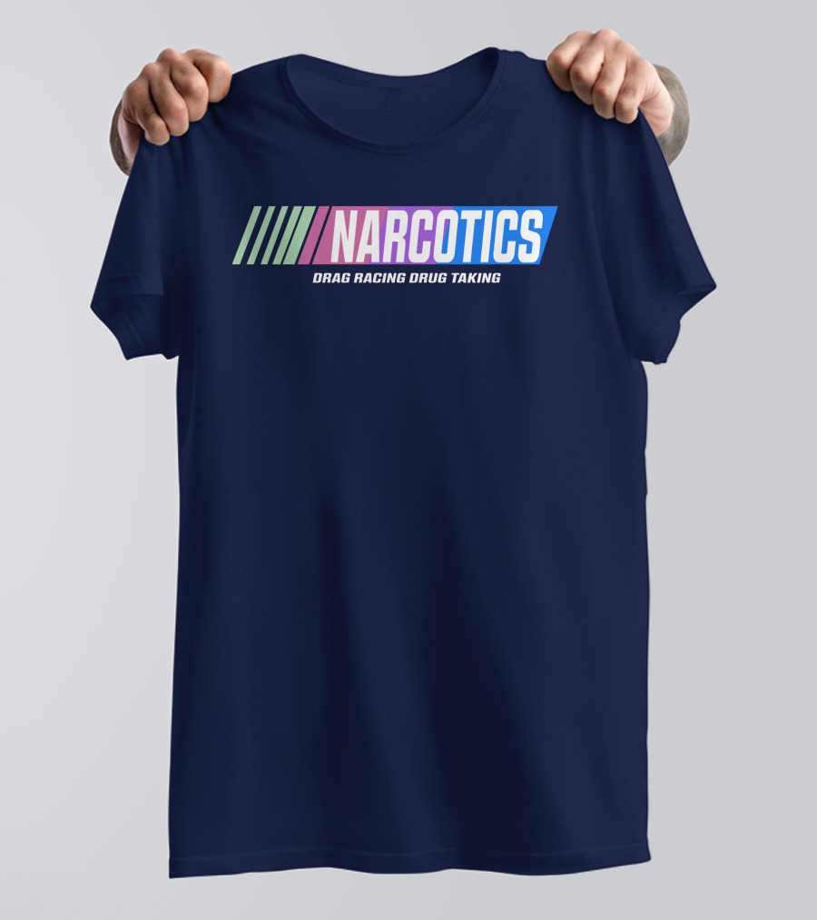 Narcotics Drag Racing Drug Taking Retro Style Racing Stripes T-Shirt