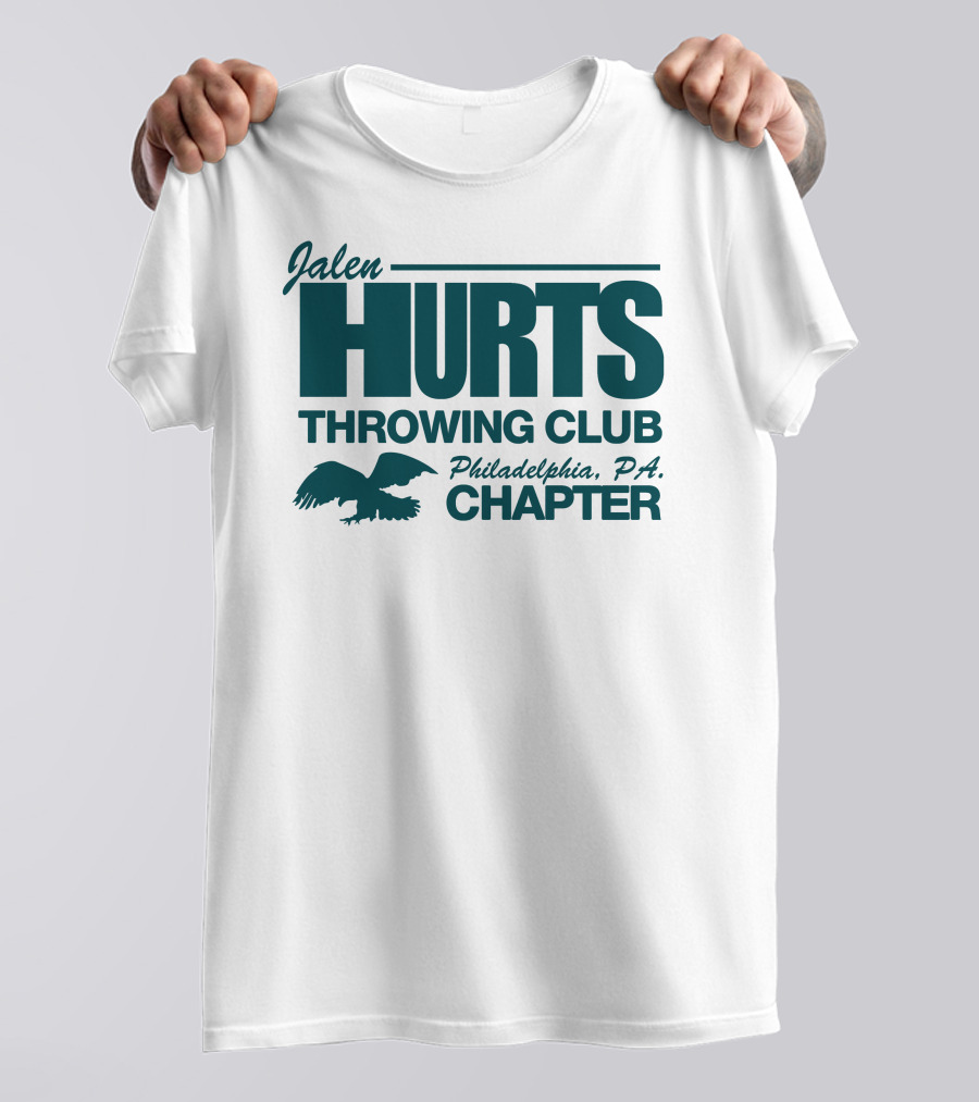 Jalen Hurts Throwing Club Philadelphia PA Chapter Eagles Fan Gear T-Shirt