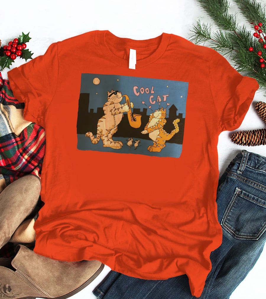 Cool Cat Night Jazz With Playful Felines And Spectators T-Shirt