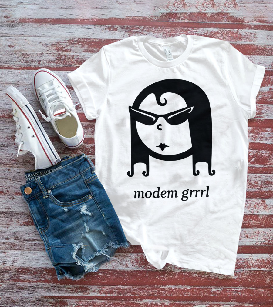 Modem Grrrl Sunglasses Illustrative T-Shirt