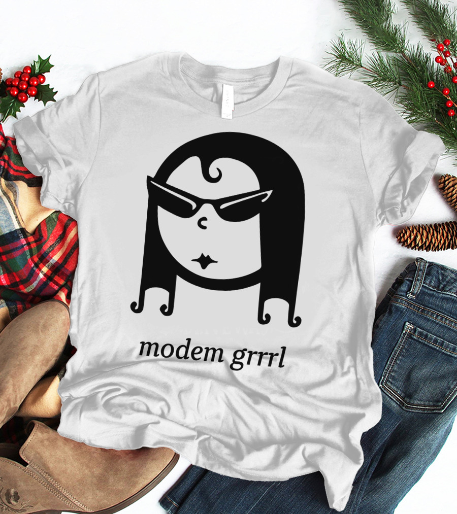 Modem Grrrl Sunglasses Illustrative T-Shirt