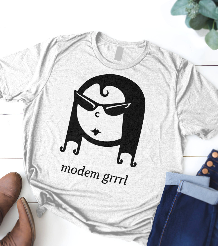Modem Grrrl Sunglasses Illustrative T-Shirt