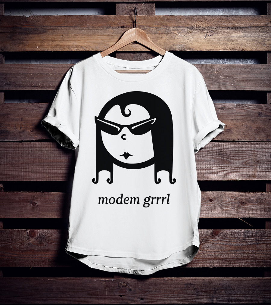 Modem Grrrl Sunglasses Illustrative T-Shirt