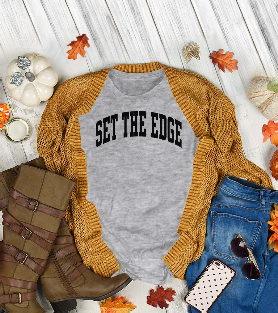 SET THE EDGE Football Defensive Strategy T-Shirt