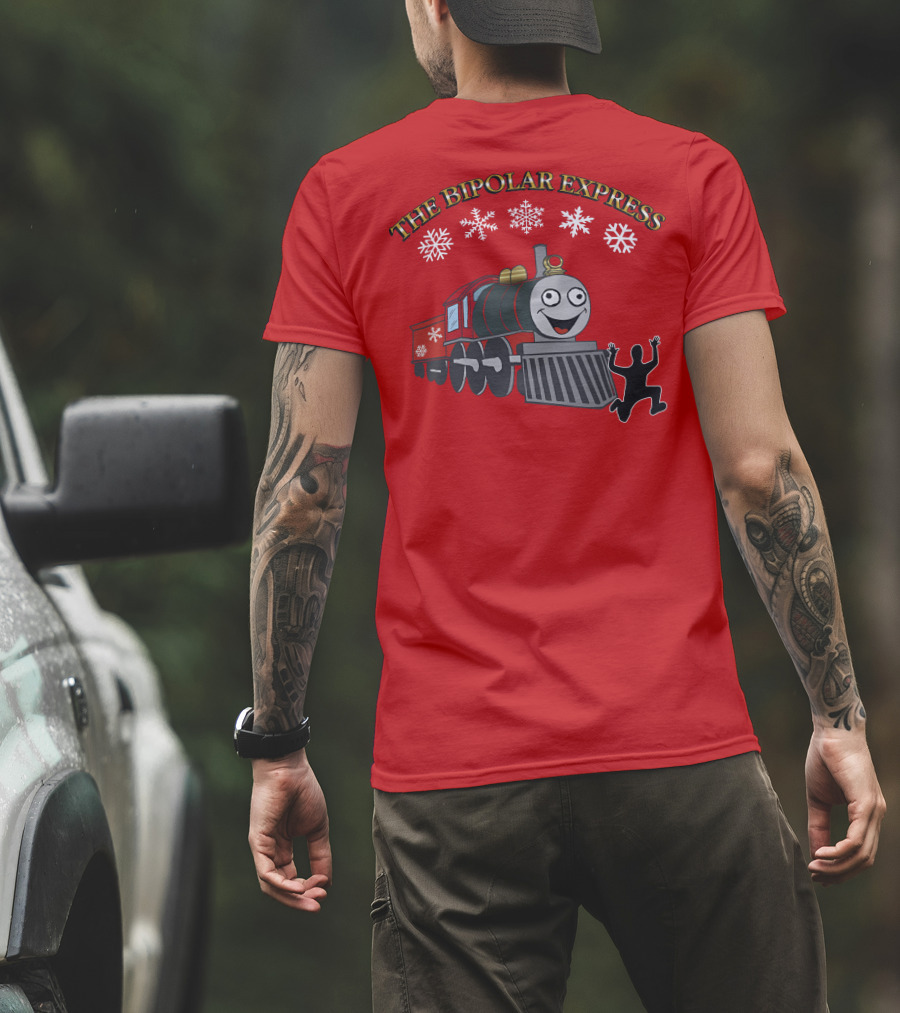 THE BIPOLAR EXPRESS Christmas Train Snowflakes T-Shirt