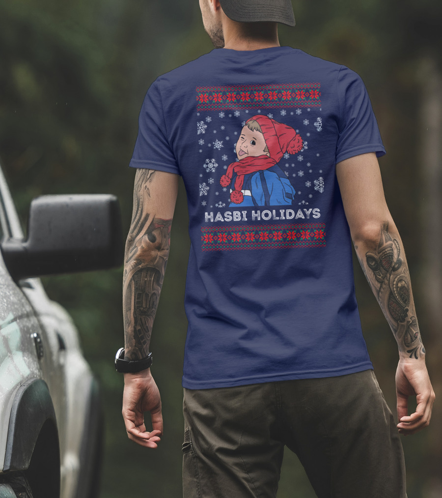 Hasbulla Merch Hasbi Holidays Snowflakes And Knit T-Shirt