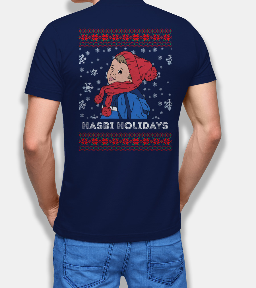 Hasbulla Merch Hasbi Holidays Snowflakes And Knit T-Shirt