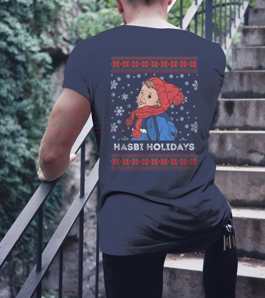 Hasbulla Merch Hasbi Holidays Snowflakes And Knit T-Shirt