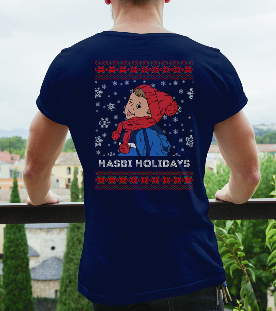 Hasbulla Merch Hasbi Holidays Snowflakes And Knit T-Shirt
