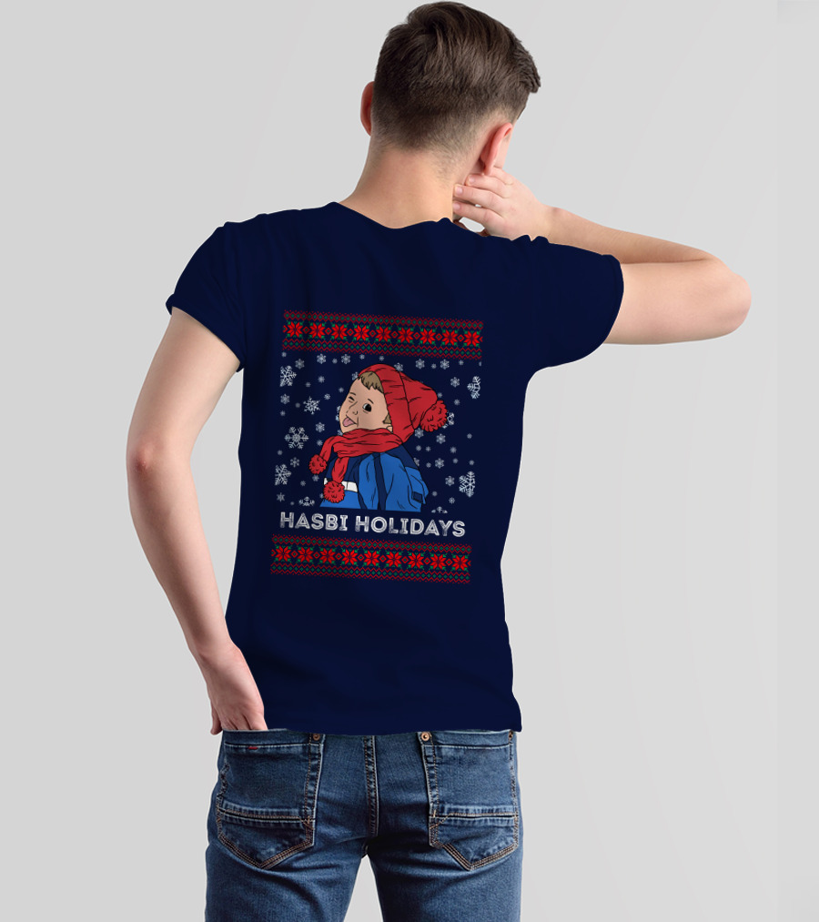 Hasbulla Merch Hasbi Holidays Snowflakes And Knit T-Shirt