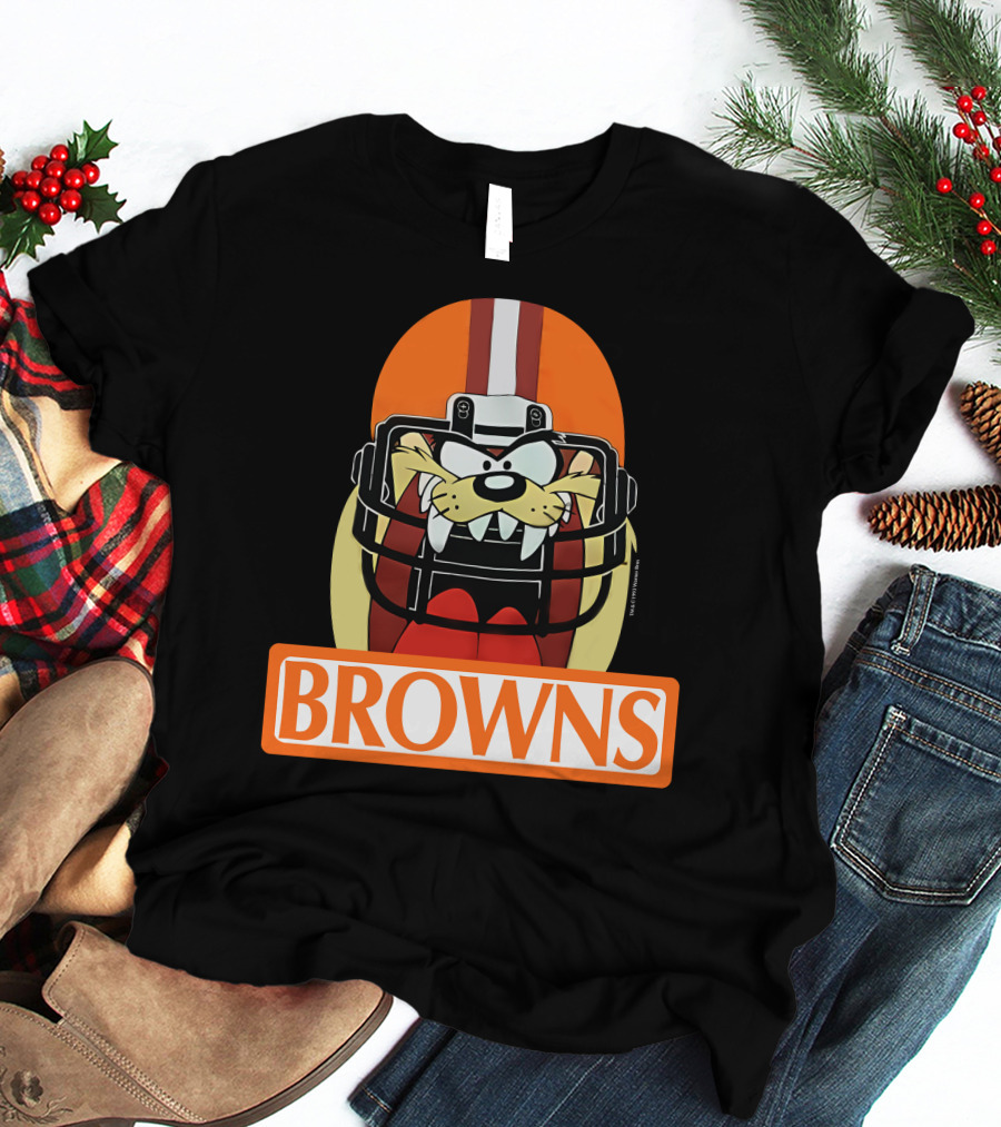 1993 Cleveland Browns Warner Bros Tazmanian Taz Devil Helmet Browns T-Shirt