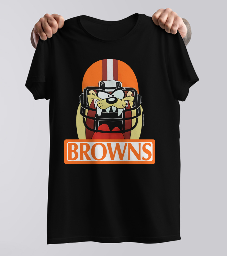 1993 Cleveland Browns Warner Bros Tazmanian Taz Devil Helmet Browns T-Shirt