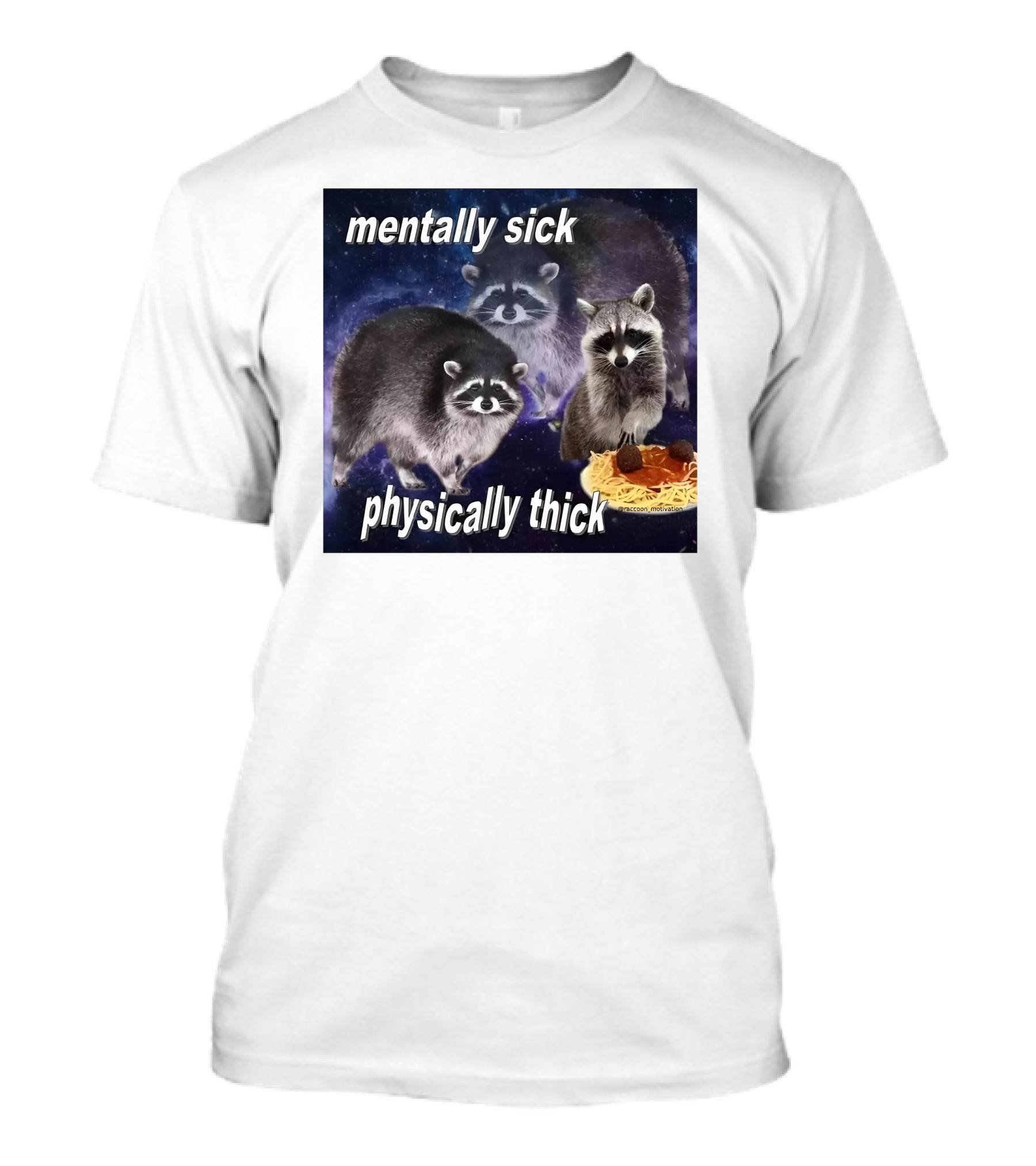 Mentally Sick Physically Thick Raccoons With Spaghetti T-Shirt