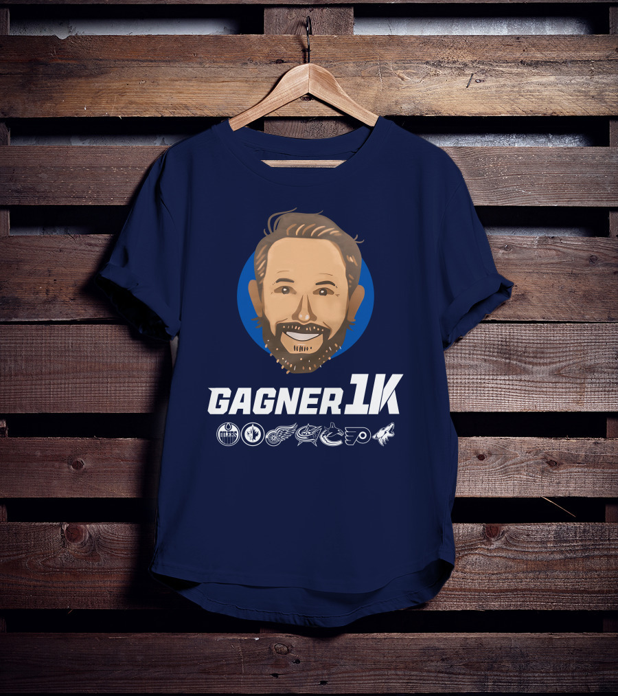 Gagner 1K Congrats Gags 1000 Career NHL Games Oilers Jets Red Wings Blue Jackets Canucks Flyers Coyotes T-Shirt