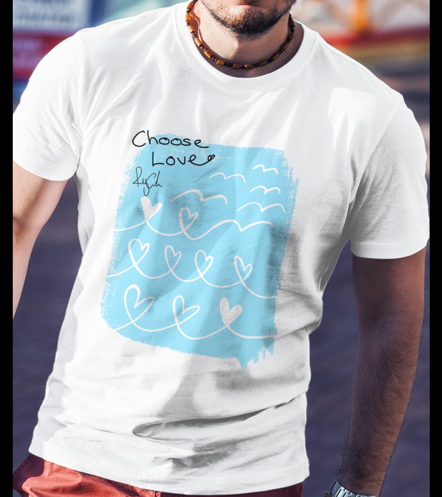 Freddy Carter Everpress Choose Love Heart Waves Blue Print T-Shirt