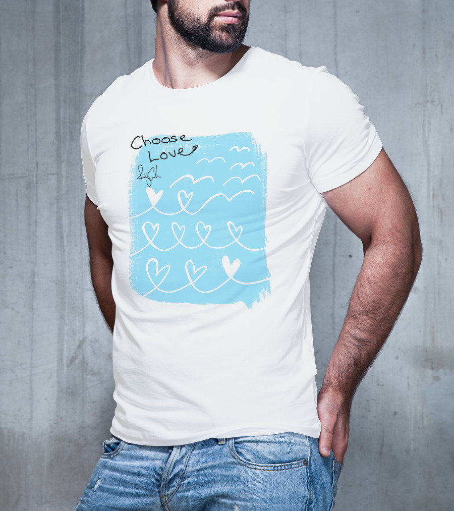 Freddy Carter Everpress Choose Love Heart Waves Blue Print T-Shirt