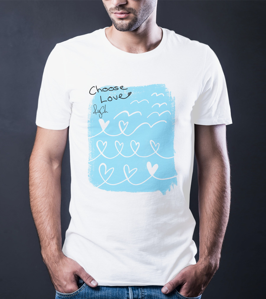 Freddy Carter Everpress Choose Love Heart Waves Blue Print T-Shirt