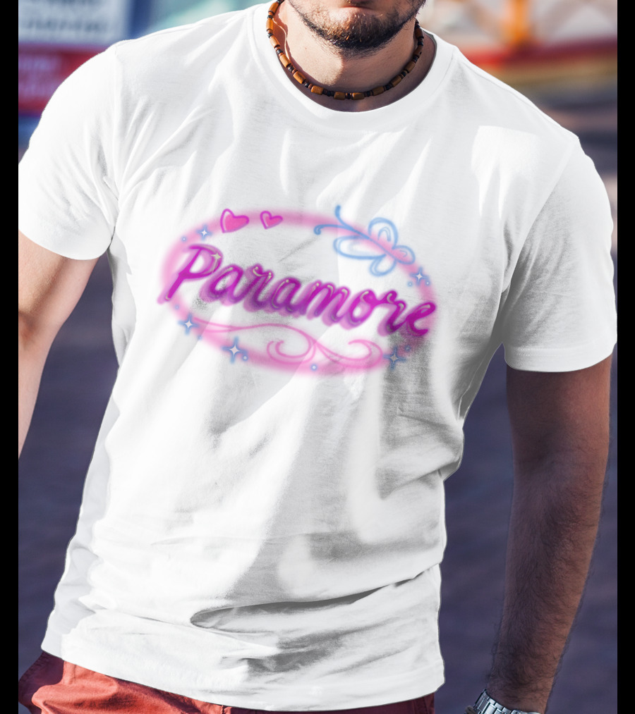 Paramore Pink Hearts Butterfly Sparkle Custom Hand Airbrushed T-Shirt