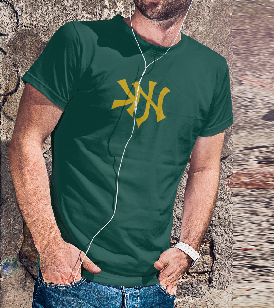 Knj Fanjoy Yankees Logo Green Gold T-Shirt