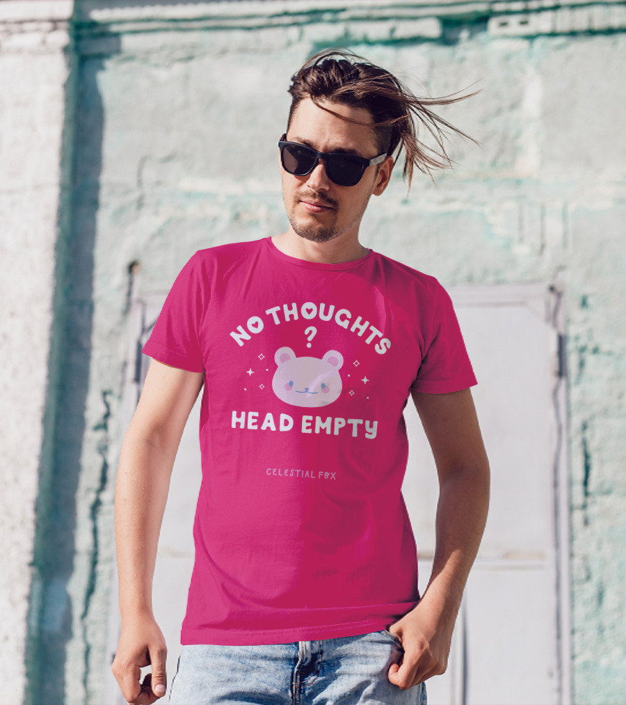 No Thoughts Head Empty Bear With Celestial Fox Stars T-Shirt