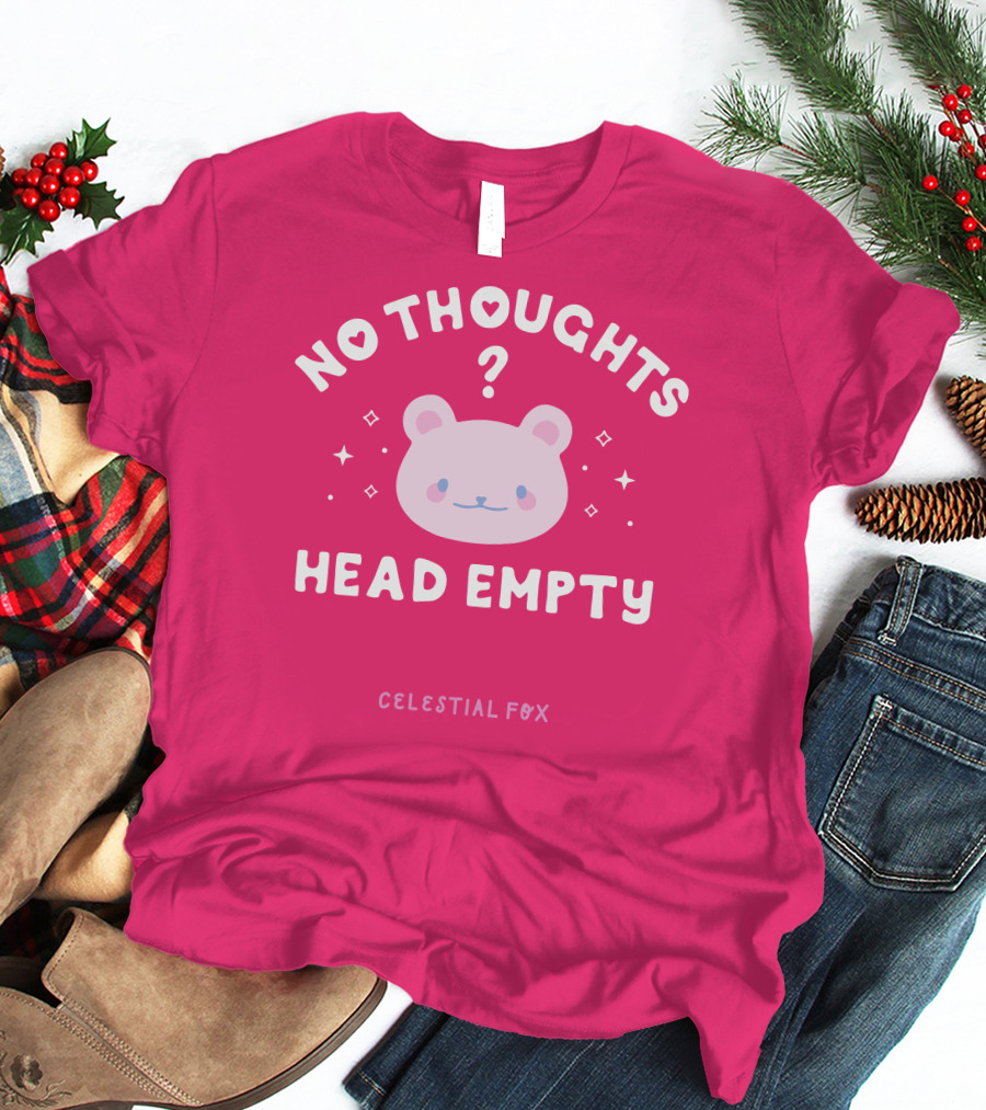 No Thoughts Head Empty Bear With Celestial Fox Stars T-Shirt