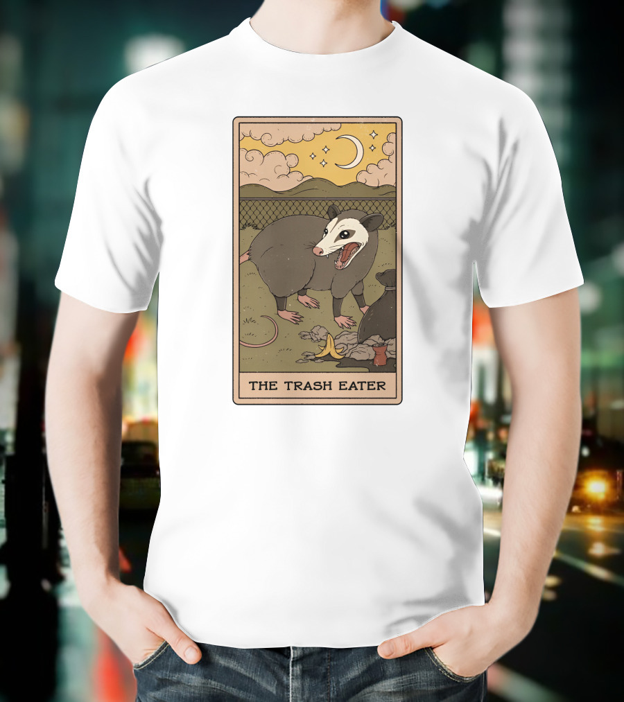 The Trash Eater Tarot Moon And Opossum Card T-Shirt