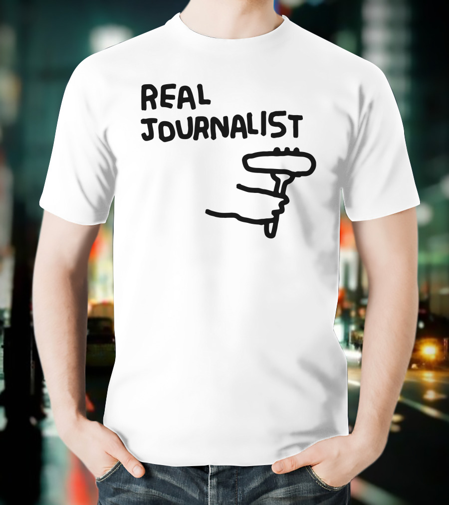 Real Journalist Microphone Holder Sketch T-Shirt