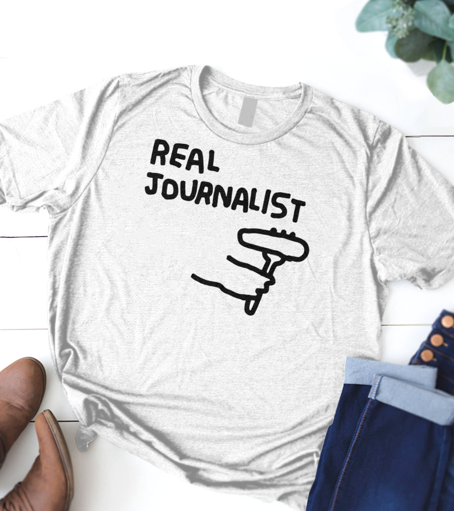 Real Journalist Microphone Holder Sketch T-Shirt