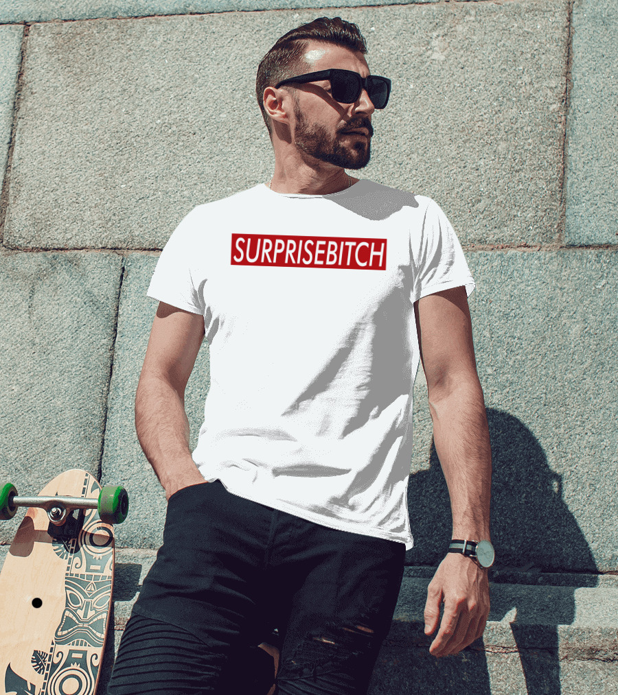 SURPRISEBITCH Bold Statement Red Block Lettering T-Shirt