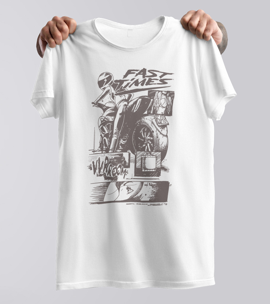 FAST TIMES VROOM MOTORCYCLE RIDER ACTION PANELS T-Shirt