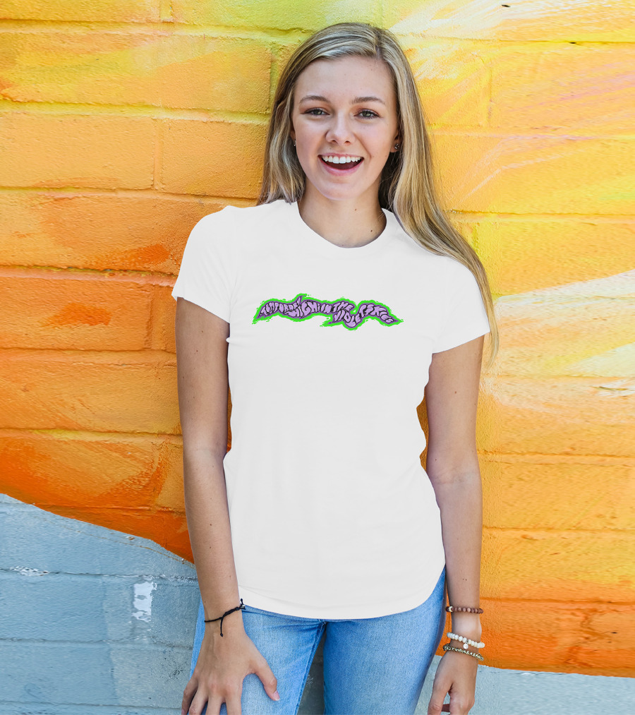 Temporary Highs In The Violet Skies Psychedelic Lettering With Green Glow T-Shirt